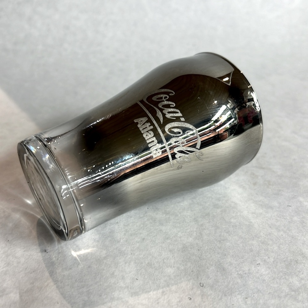 Coca-Cola Chrome Ombre Glass Vintage Excellent Condition Glitter Metal Logo